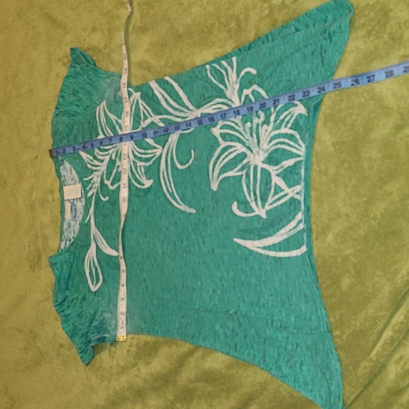 Caribbean Joe Island Supply Co. Semi-Shear Short Sleeve Top Sea Green Blue Small - Picture 5 of 9